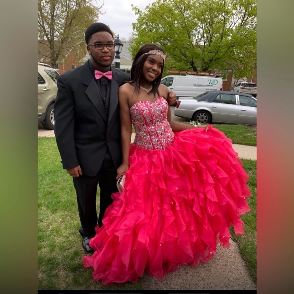 Vibrant Pink Strapless Gown